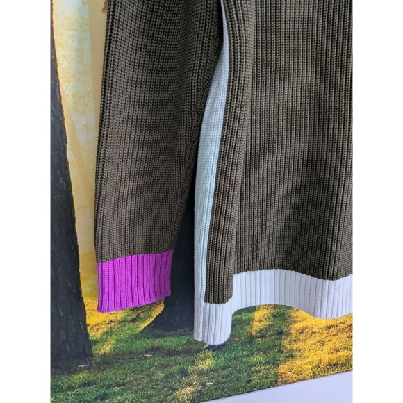 T By Talbots Color Block Sweater Cardigan Green Purple Women's L Colorful Snaps - Picture 14 of 16